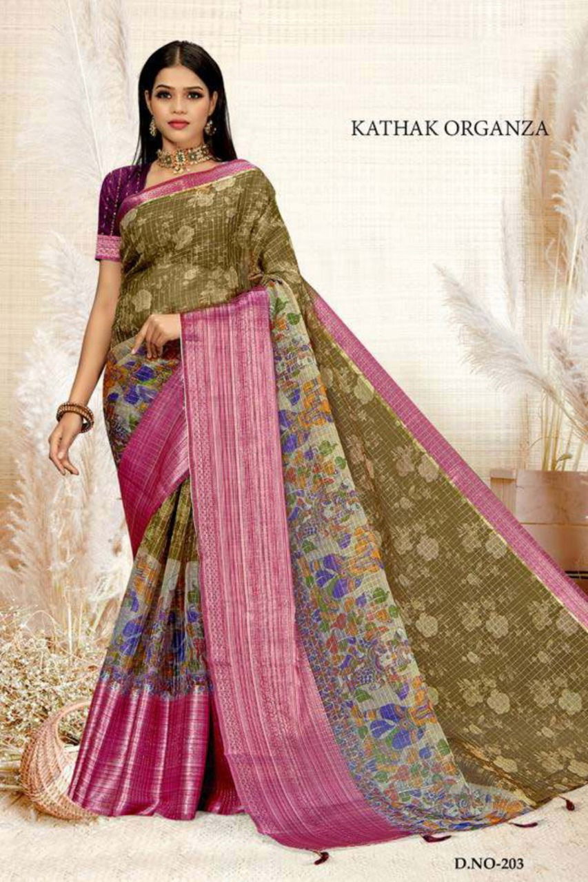 Ynf Kathak Organza Ethnic Wear Fancy Designer Saree Collection 